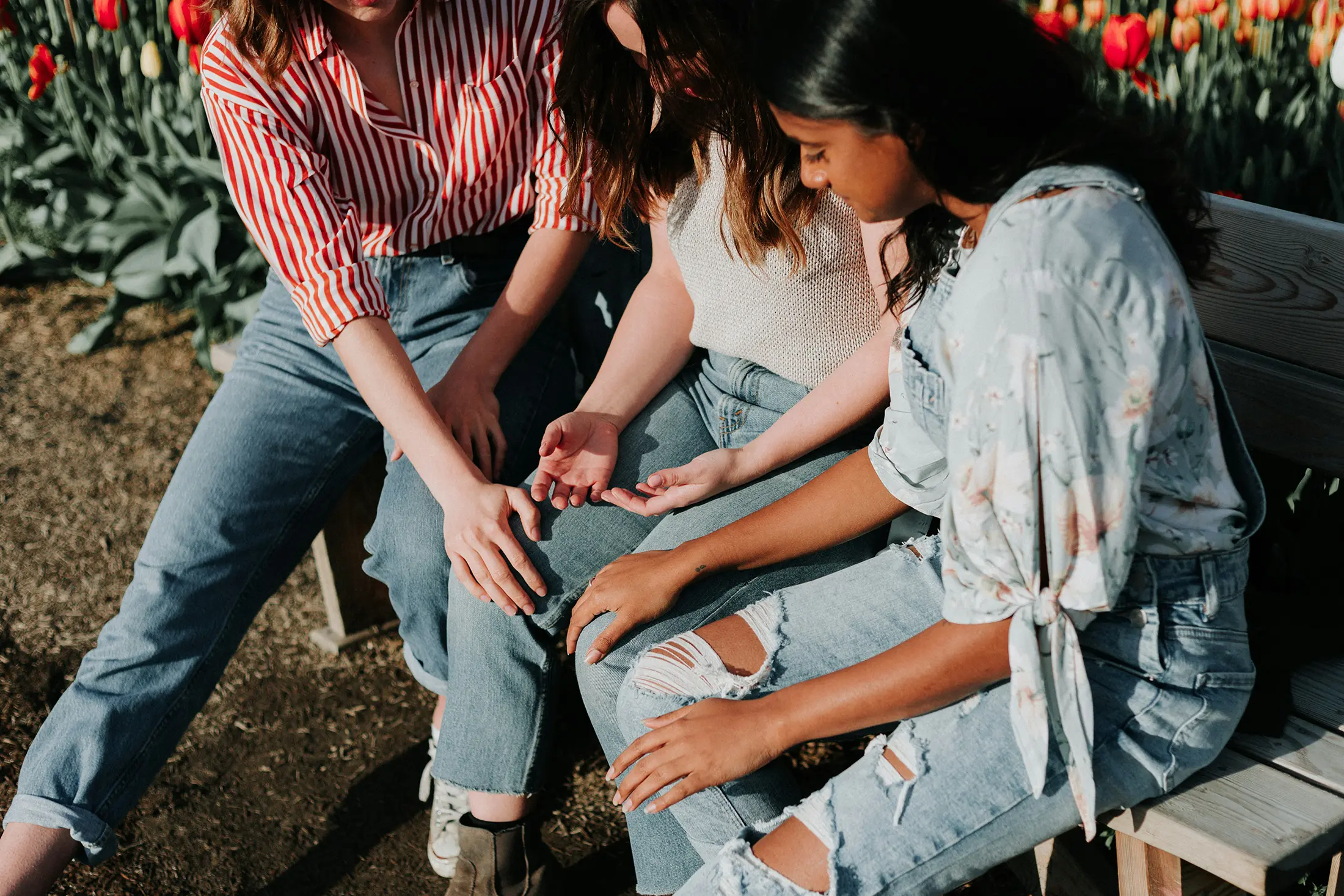 Two women in conversation outdoors
